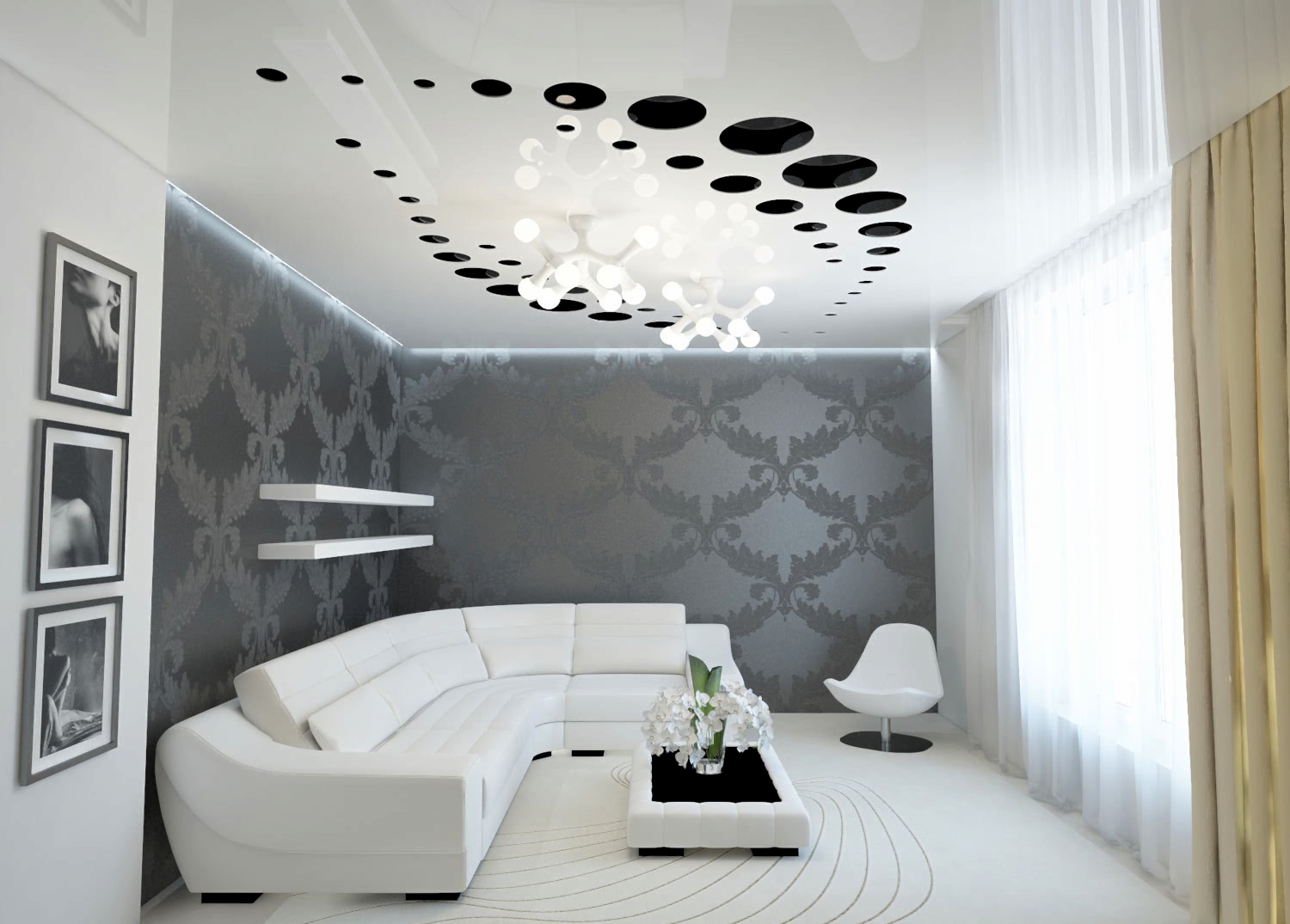 Резной натяжной потолок