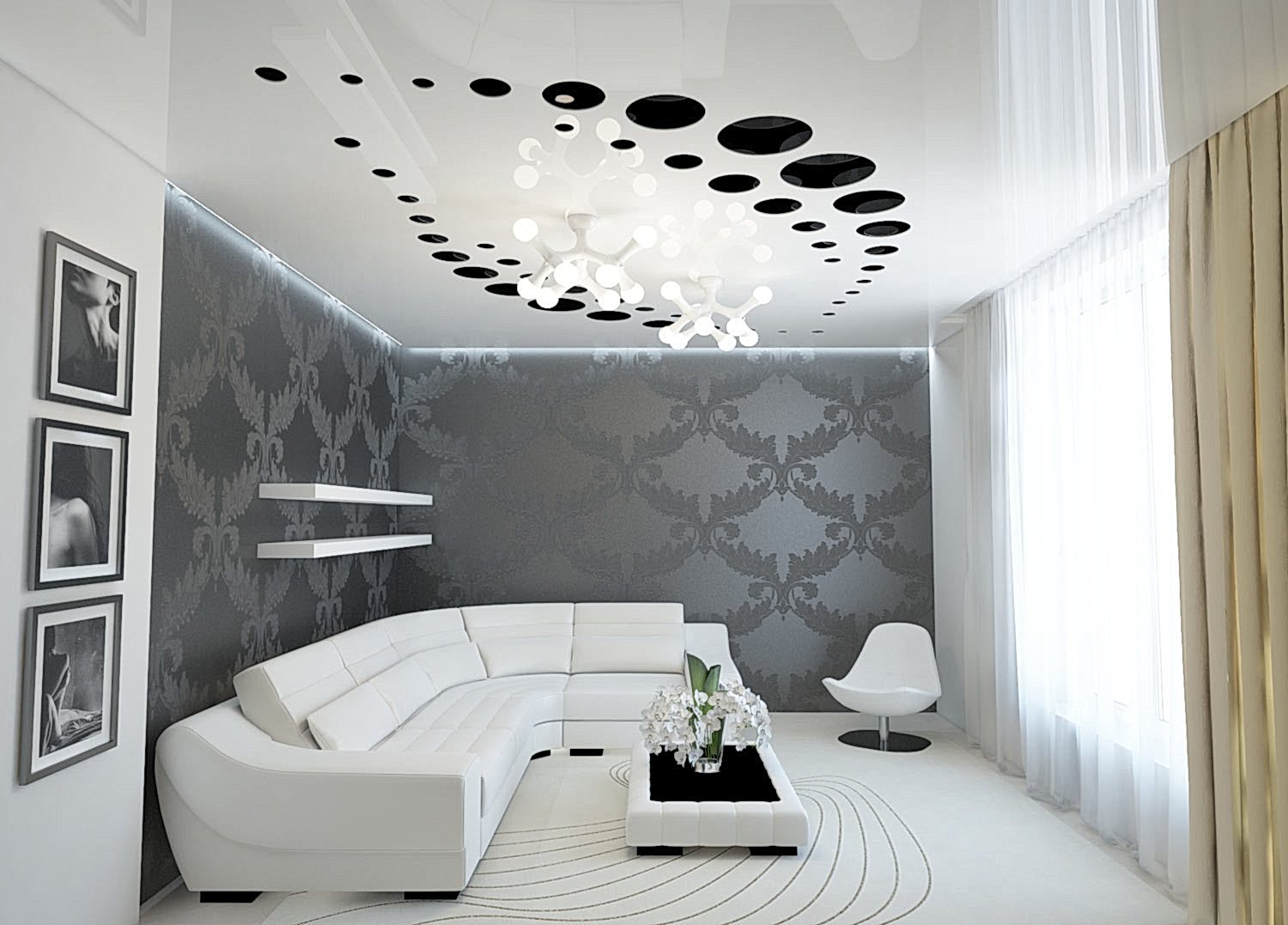 резные натяжные потолки