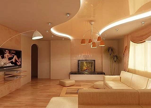 двухуровневые натяжные потолки